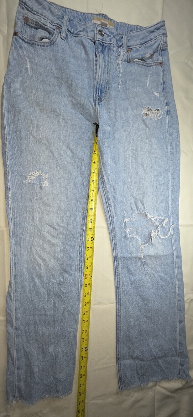 Women's Jeans Size 10 Short Cheeky Slim Boot High Rise Light Blue Sku 234